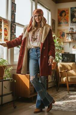 Vintage Penny Lane Coat with Borg Sherpa Lining